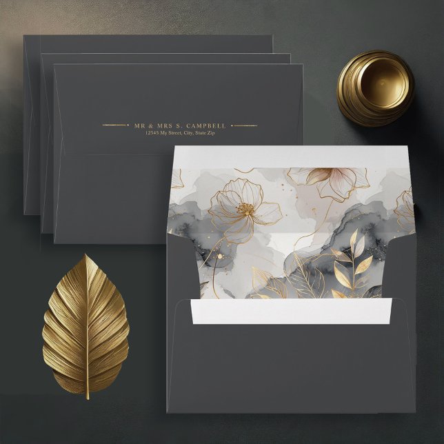 Gold Line Floral Anniversary ID1169 Envelope (Creator Uploaded)