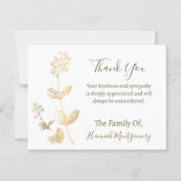 Gold Line Floral Sympathy Thank You Postcard