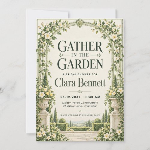 Gold Line Herbarium Bridal Shower Invitation