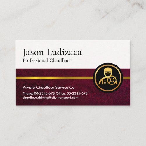 Gold Line Red Grunge Driving Business Card