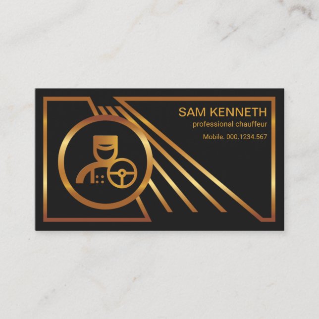 Gold Line Travel Routes Border Chauffeur Driver Business Card (Front)