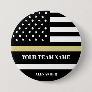 Gold Line U.S. Flag with Custom Team & Name Button