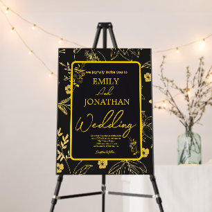 Gold Lined Floral Black  Foam Board