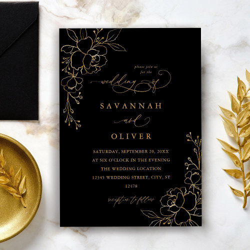 Gold Lined Floral Black & Gold Wedding Gold Lined Floral Black & Gold Wedding