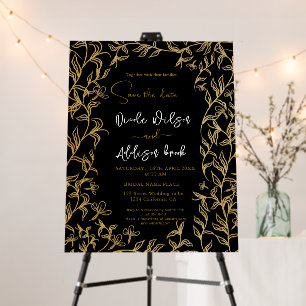 Gold Lined Floral Black Wedding Foam Board
