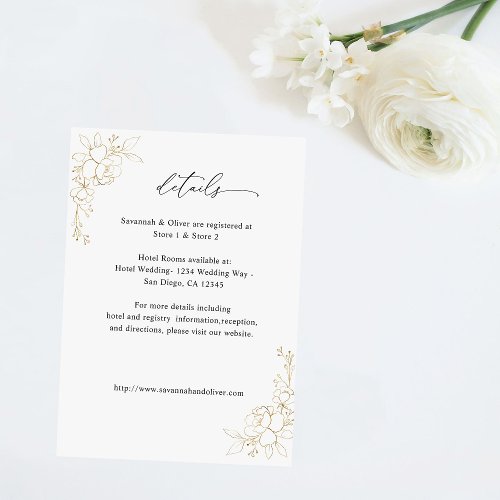 Gold Lined Floral Details Enclosure Card