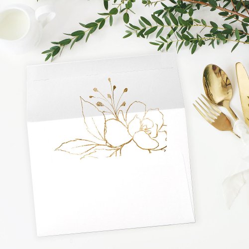 Gold Lined Floral Envelope