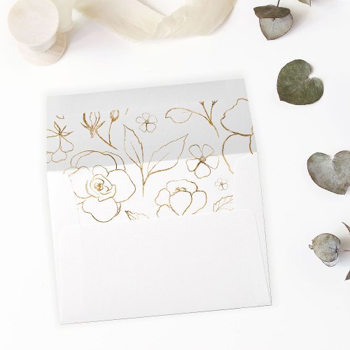 Gold Lined Floral Envelope 2