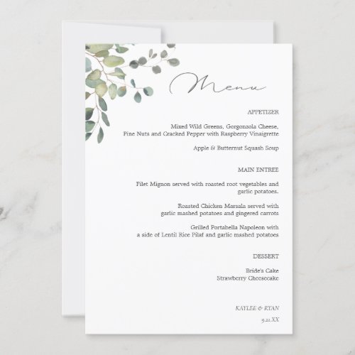 Gold Lined Floral Menu Invitation