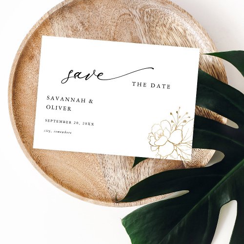 Gold Lined Floral Save the Date