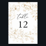 Gold Lined Floral Table Number<br><div class="desc">Dress up your wedding or party tables with your Gold Lined Floral Table Number Card.</div>