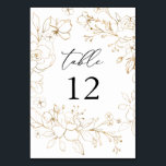 Gold Lined Floral Table Number<br><div class="desc">Dress up your wedding or party tables with your Gold Lined Floral Table Number Card.</div>