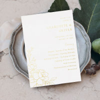 Gold Lined Floral Wedding Ceremony Program