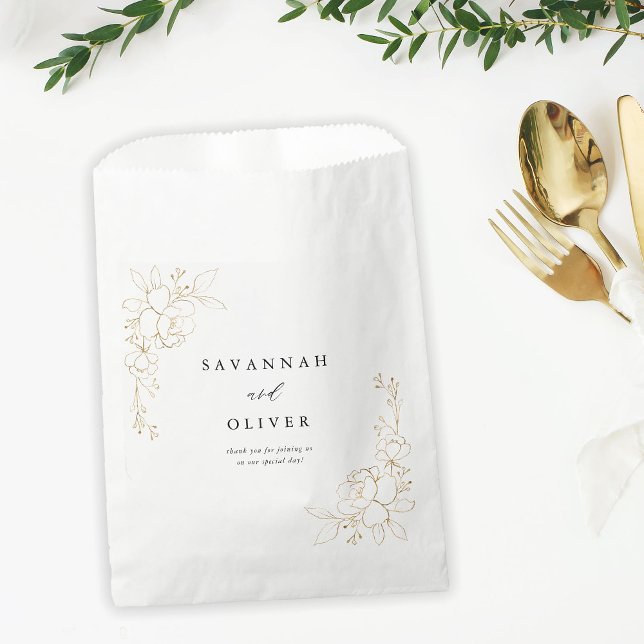 Gold Lined Floral Wedding Favor Bag (Creator Uploaded)