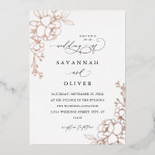 Gold Lined Floral White, Black & Foil Wedding Invitation