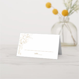Gold Lined Floral White & Gold Place Card