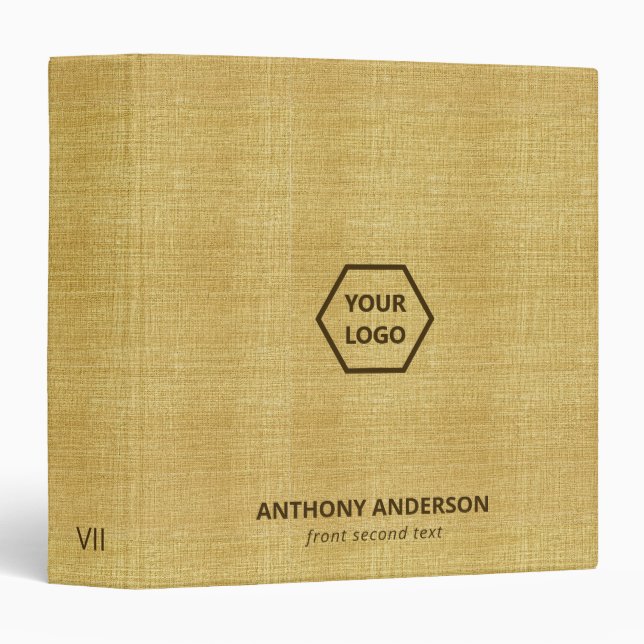 Gold Linen Texture 3 Ring Binder (Front/Spine)