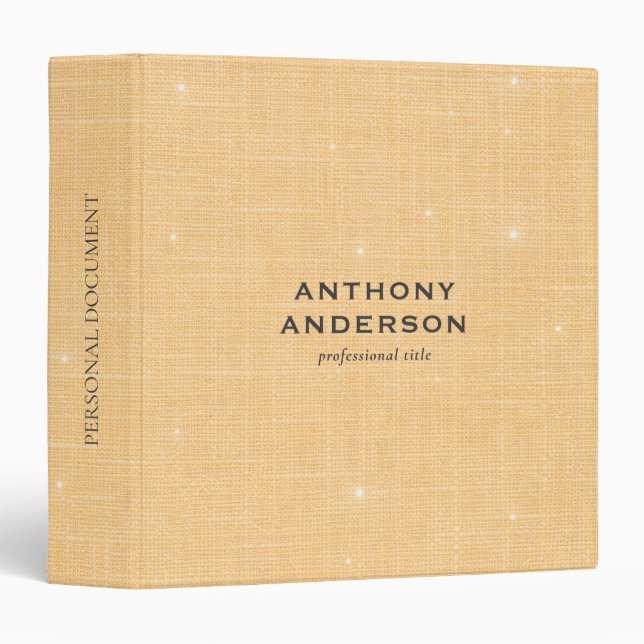 Gold Linen Texture with Subtle White Sparkle 3 Ring Binder (Front/Spine)