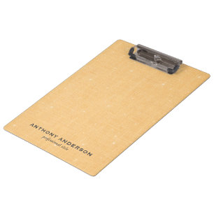 Gold Linen Texture with Subtle White Sparkle Clipboard