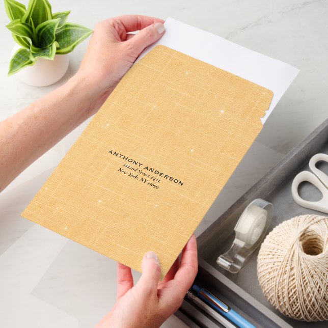 Gold Linen Texture with Subtle White Sparkle Envelope Mailers (Desk)