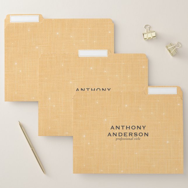 Gold Linen Texture with Subtle White Sparkle File Folder (Set)