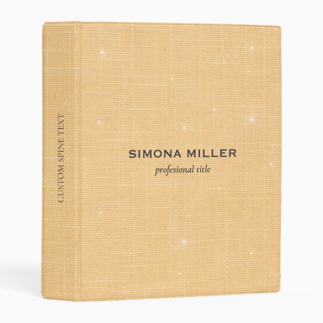 Gold Linen Texture with Subtle White Sparkle Mini Binder (Front/Spine)