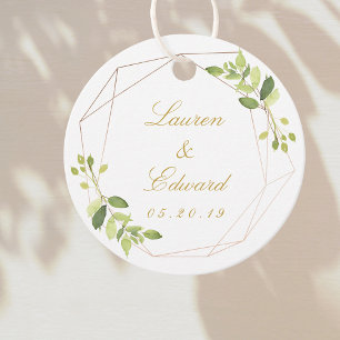 Gold Lines and Greenery Wedding Favor Tags