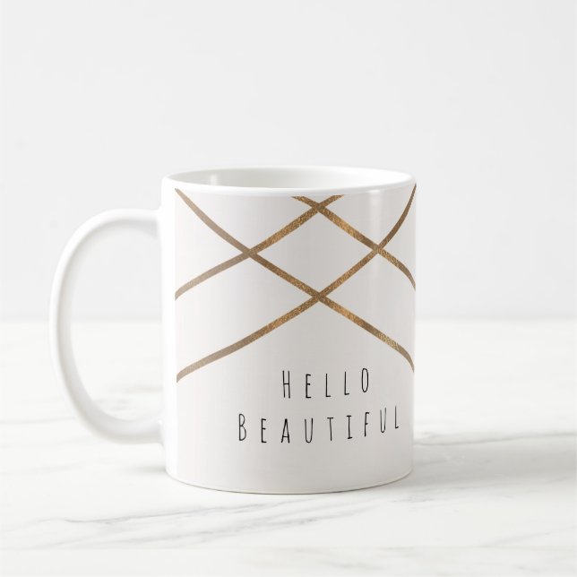 Gold Lines Modern Geometric Glam Beautiful Custom Coffee Mug (Left)