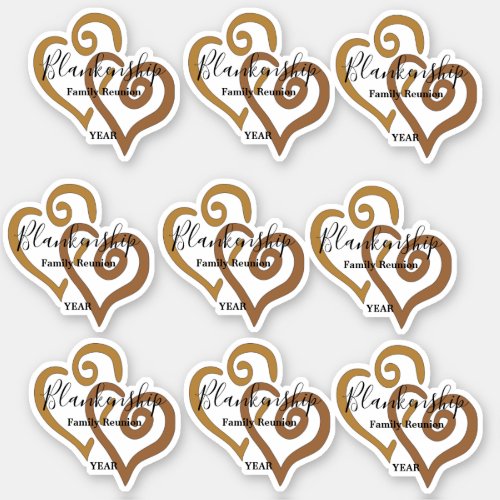 Gold Linked Heart Art Family Reunion Template Sticker
