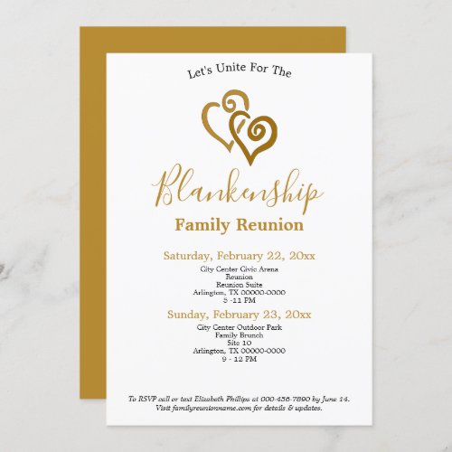 Gold Linked Heart Family Reunion Template