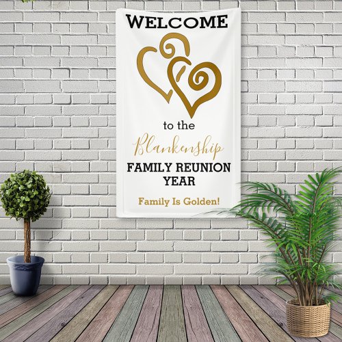 Gold Linked Hearts Family Reunion Template Banner