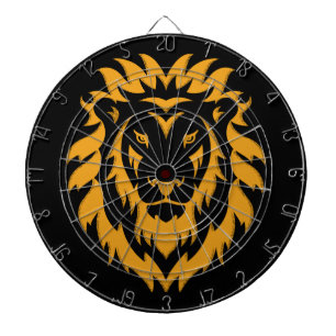 Gold Lion Big Graphic on Black Dart Board