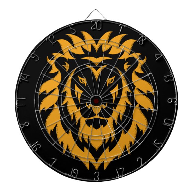 Gold Lion Big Graphic on Black Dart Board (Front)