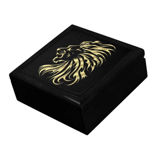 Gold Lion Design Gift Jewelry Box (Side)