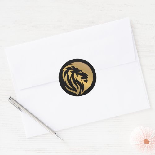 Gold Lion Logo Simple Classic Round Sticke Classic Round Sticker