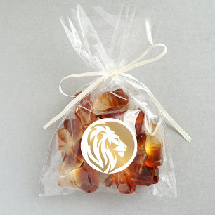 Gold Lion Logo Simple Classic Round Sticker