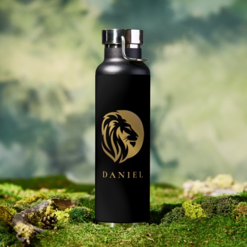Gold Lion Logo with Any Name Water Bottle