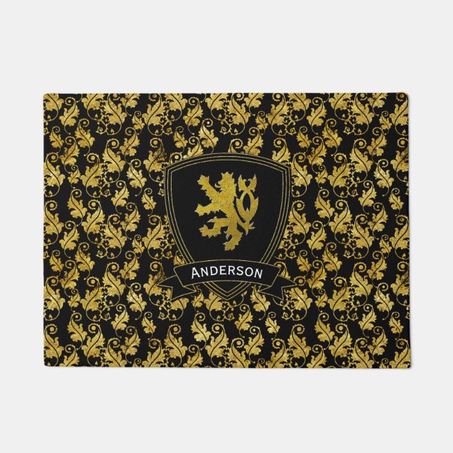 Gold Lion Rampant Foliage Your Color Doormat (Front)
