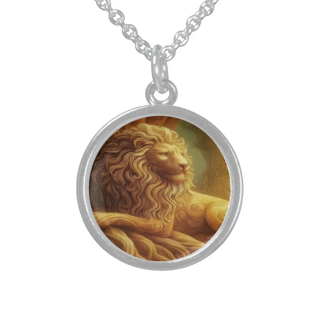 Gold Lion  Sterling Silver Necklace (Front)