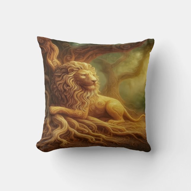 Gold Lion Throw Pillow (Front)