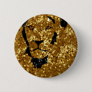 Gold Lion With Silver Pinback Button