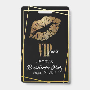 Gold Lip Print Bachelorette Party Badge