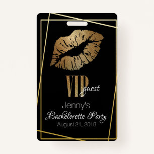Gold Lip Print Bachelorette Party Badge