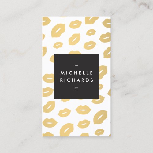 Glam Gold Lip Print for Makeup Artists Business Cards
