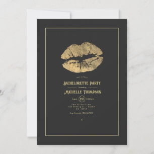 Gold Lips Bachelorette Party Invitation