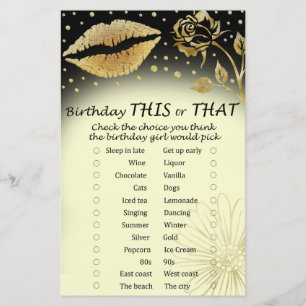 Gold Lips Birthday this or that game