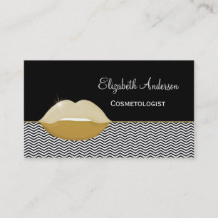 Gold Lips Cosmetologist Salon Business Card