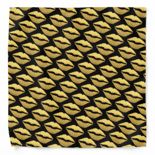 Gold Lips on Black Background/Bandana Bandana