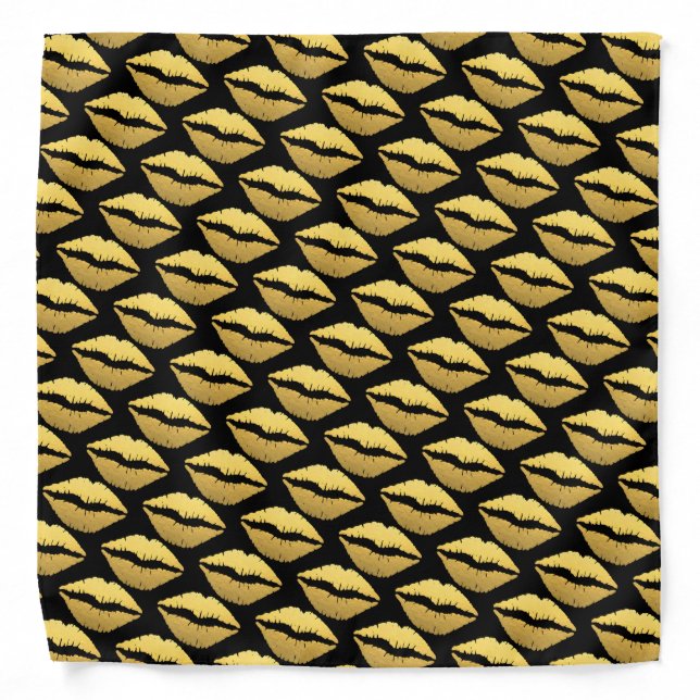 Gold Lips on Black Background/Bandana Bandana (Front)