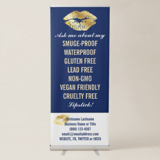 Gold Lips on Royal Blue Product Info Banner
